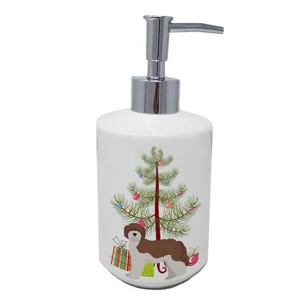 Carolines Treasures 7 x 3.5 in. Sheepadoodle Christmas Tree Ceramic Soap Dispenser CK3867SOAP - main